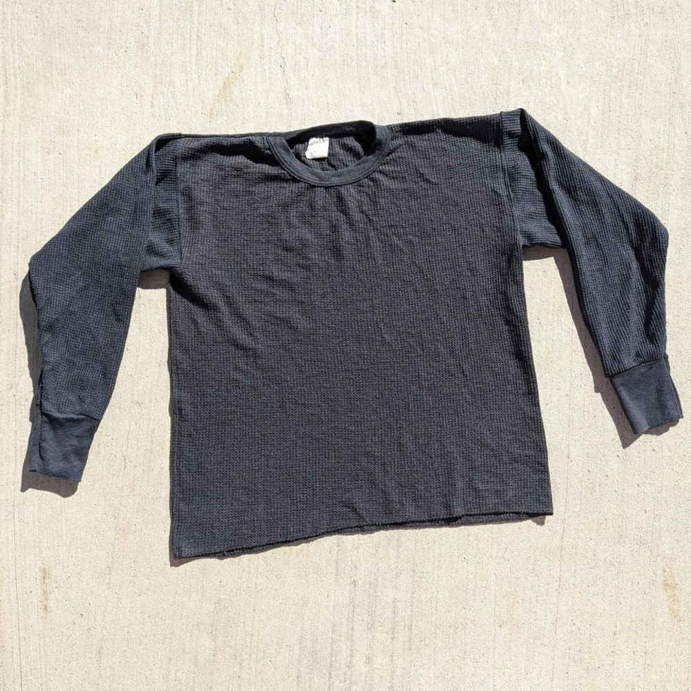 Y2K Polar Edge Black Thermal Shirt Men's XL Waffle Knit Baselayer Long Sleeve